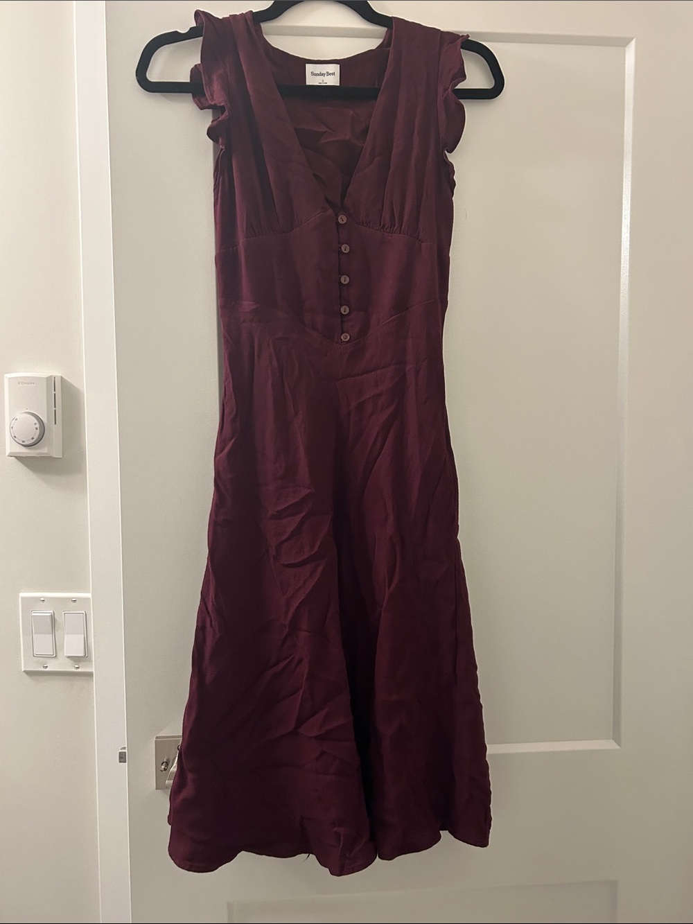 Sunday Best Women's Wine-Red Button-Front Midi Dress